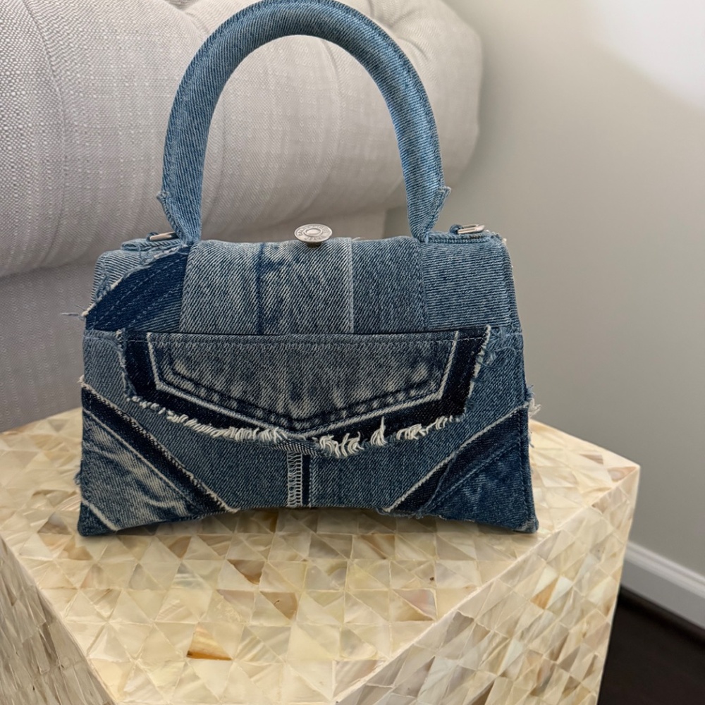 Balenciaga Hourglass Denim Patchwork Top Handle Bag - Picture 3 of 6